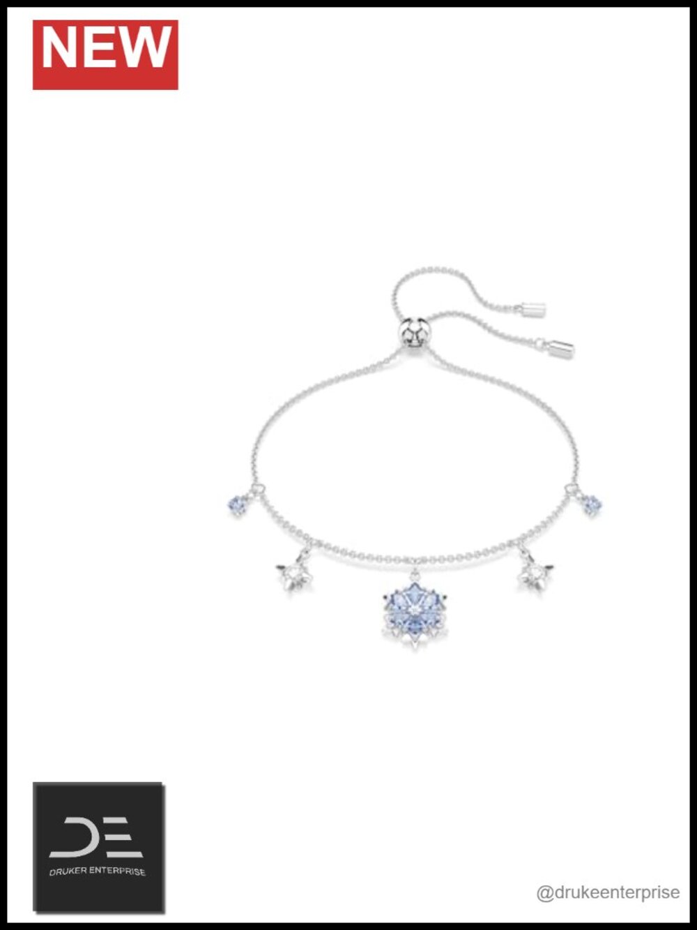 Faceted Snowflake Crystal Bangle Bracelet Adjustable Sliding